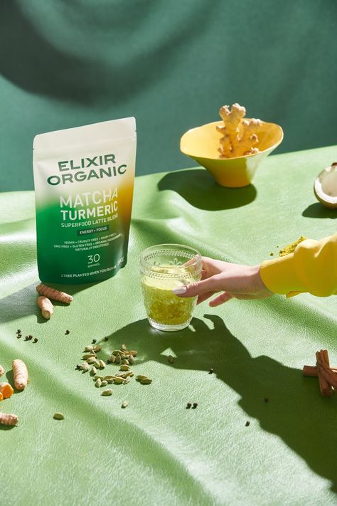 Elixir Organic – Packaging Of The World Matcha Packaging, Drink Packaging, Turmeric Latte, Boost Energy Naturally, Organic Matcha, Tea Design, Lets Talk, Instagram Branding, Brand Guide