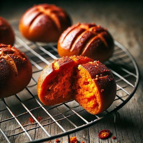 Gochujang and Garlic Savoury Buns | Relaxed Recipes Vegan Savory Pastries, Gochujang Bread, Korean Buns Recipe, Gbbs Recipes, Savoury Buns, Savory Buns, Christmas Buns, Sunday Lunch Ideas, Dorm Recipes