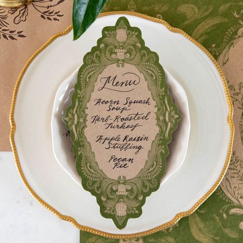 Gorgeously and richly ornamented, the Fable Toile Table Accent is an elegant inclusion in your tablescape. Use either vertically or horizontally for writing names, labels, or menus. Set of 12Approx. 5.4" x 9.6"Designed and printed in the USA Wedding Placemat Cards, Name Card Ideas For Wedding, Vintage Table Placements, Name Plates For Wedding Reception, Dinner Table Name Cards, Place Setting Name Cards, Colorful Event, Table Name Card, Italian Wedding Place Cards