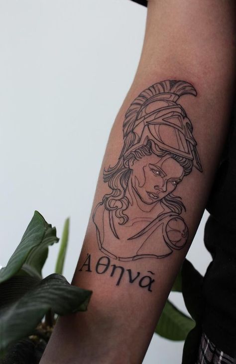 Mythology Tattoos Women, Hermes Tattoo, Athena Tattoo, Fierce Tattoo, Dna Tattoo, Le Tattoo, Brush Tattoo, Greek Mythology Tattoos, Strength Tattoo