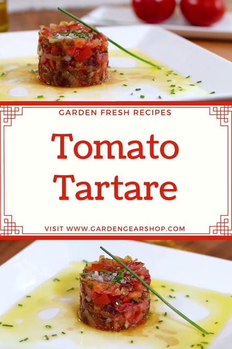 Tomato Tartare Recipe >>  VISIT LINK TO LEARN MORE @GardenGearShop.com << #gardengearshop #garden #gardening #plant #plants Tomato Tartare, Resep Vegan, Tartare Recipe, Vegan Appetizers, Sunday Roast, Snacks Für Party, Tomato Recipes, Veggie Dishes, Food Presentation