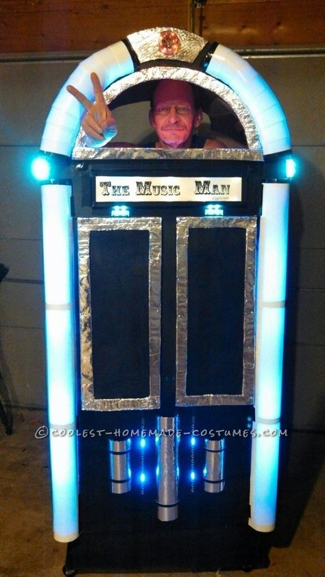 I asked my kids what I should be for Halloween this year. One of them said “too bad you couldn’t be something that plays music”. My Wife said, “Like a Juke Box”? … all 4 kid responded, “a WHAT?” That’s when I realized that they HAD to see a juke box. and what better way to ... Read more The post Cool Homemade Music Man Juke Box Costume appeared first on Coolest Homemade Costumes. Elvis Birthday Party, Elvis Birthday, Sock Hop Party, Homecoming Floats, Box Costumes, The Music Man, Sock Hop, Christmas Program, Juke Box