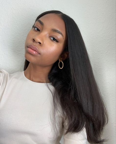 Long Relaxed Hair, Pressed Natural Hair, Silk Press Natural Hair, Natural Straight Hair, Relaxed Hair, Long Hair Girl, Natural Hair Growth, Hair Journey, Afro Hairstyles