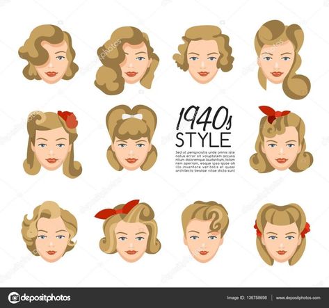 1940s Hairstyles Women, 1940 Hairstyles, 1950 Aesthetic, 1940 Hair, 1940s Hairstyles Short, Hairstyle 1940, 1940s Aesthetic, 1940s Clothing, Hair Sets