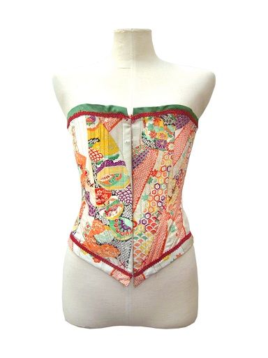 Kimono Corset, Recycled Kimono, Oc Outfits, Kimono Obi, Vintage Kimono, Japan Fashion, Front View, Corsets, Rose Pink