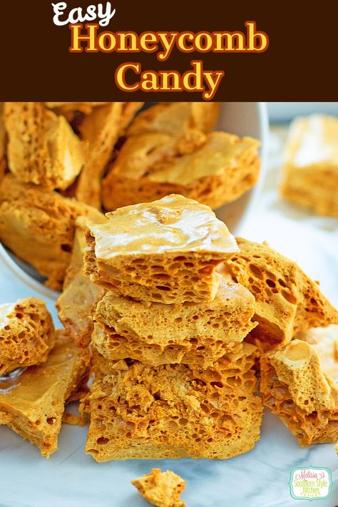 Honeycomb Recipe, Honeycomb Candy, Walnut Fudge, Easy Candy Recipes, Brittle Recipes, Honey Candy, Candy Recipes Homemade, Easy Cream, Chocolate Topping