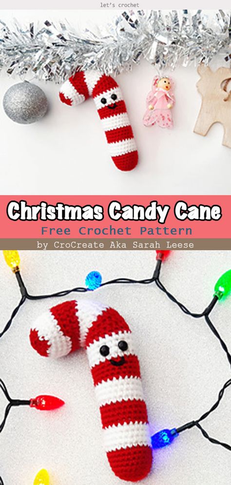 Amigurumi Candy Cane Free Crochet Pattern Arugami Crochet Christmas, Crochet Candy Cane Hat, Crochet Candy Ornaments Free Pattern, Candy Cane Amigurumi, Free Crochet Candy Cane Pattern, Free Candy Cane Crochet Pattern, Christmas Crochet Candy Cane, Crochet Candy Canes Free Pattern, Crochet Candy Cane Pillow Pattern Free