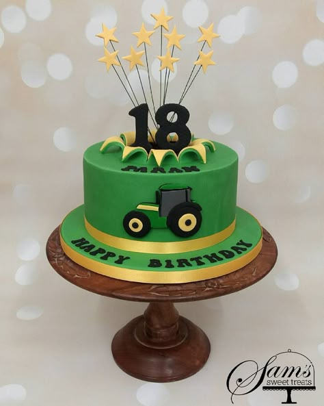 F A R M I N G  Sticking with the country life theme here this morning. This John Deere tractor cake went out a little while back for Paran… Green Tractor Cake, Tractor Cake For Men, Farmer Birthday Cake, John Deere Birthday Cake, John Deere Tractor Cake, Guy Cakes, Digger Birthday Cake, Farm Cakes, Tractor Birthday Cakes