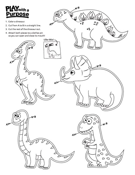 Dinosaur Clothespins | Coloring Page - Play with a Purpose Blog Clothespin Dinosaur Craft, Dinosaur Puppets Printable, Dinosaur Clothespin Puppets, Dinosaur Crafts Preschool, Dino Craft, Dinosaur Template, Dinosaur Puppet, Dinosaur Craft, Dinosaur Activities Preschool