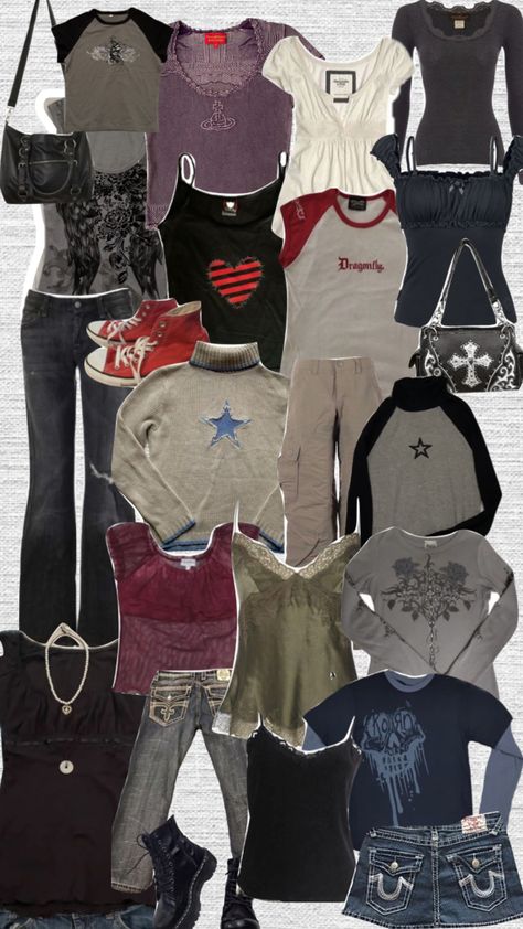 early 2000s fashion #early2000s #y2k #y2kfashion #myfirstshuffle #music #vintage #collage #slay #red #outfitcheck #outfitinsp Y2k British Fashion, Early 2k Fashion, 2000s Punk Aesthetic Outfits, Y2k Early 2000s Outfits, Early 2000s Fashion Y2k, Early Fashion 2000s Outfits, Early Y2k Fashion, 2000s Fashion Collage, Early 2000s School Outfits