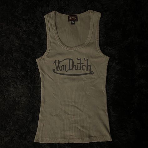 Von Dutch Y2k, Von Dutch Tank Top, Von Dutch Top, Von Dutch Shirt, Mcbling Outfits, Clothes Moodboard, Vintage Tanks, Dream Closet Clothes, 2004 Fashion