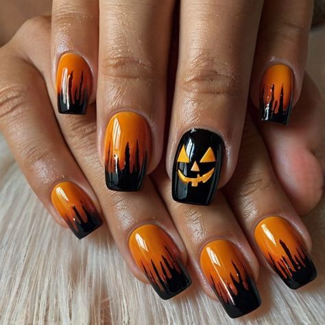 💄 Master halloween nails desing with Fall Ombre Nails Ideas Jackolantern Nails, Fall Ombre Nails Ideas, Nails Ideas Halloween, Fall Ombre Nails, Ombre Nails Ideas, Fall Ombre, Halloween Nails Easy, Black Nail Designs, Thicker Hair