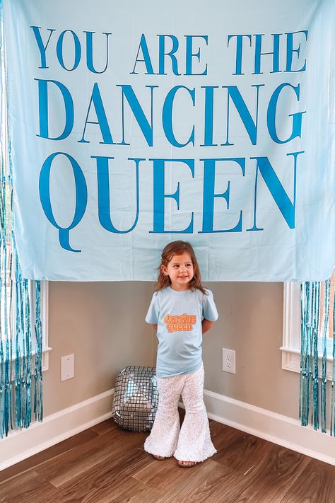 Dancing Queen Disco (Abba) themed  3rd Birthday Party 3rd Birthday Dance Party, 2nd Birthday Dance Party, Toddler Disco Party, You Are The Dancing Queen, Abba Birthday Party, Abba Birthday Party Ideas, Dance Themed Birthday Party, Dancing Queen Birthday Party, Dancing Birthday Party