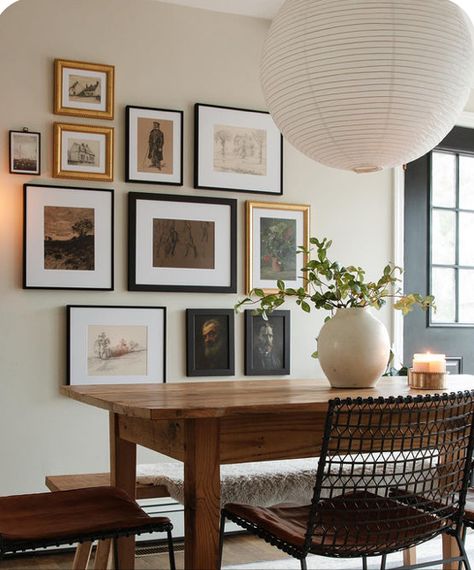 Dining Gallery Wall, Dining Room Gallery Wall Ideas, Gallery Wall Kitchen, Dining Room Gallery Wall, Dining Room Nook, Frame Arrangement, Family Gallery Wall, Kitchen Gallery Wall, Gallery Wall Ideas