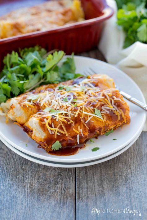 Beef & Potato Enchiladas ~ Loaded with delicious ground beef, crispy potatoes, vegetables then layered in a yummy enchilada sauce! The Perfect Weeknight Easy Dinner Recipe! Enchiladas With Potatoes, Beef And Potato Enchiladas, Beef Enchiladas With Corn Tortillas, Traditional Beef Enchiladas, Tex Mex Beef Enchilada Recipe, Mexican Main Dishes, Mexican Dinner Recipes, Ground Beef And Potatoes, Homemade Mexican