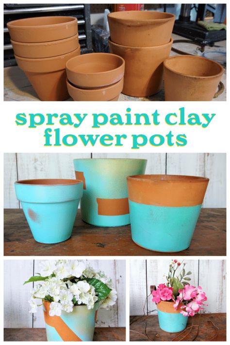 Flower Container Ideas, Busy Blanket, Recycled Diy, How To Spray Paint, Fun Planters, Terra Cotta Clay, Terra Cotta Clay Pots, Terra Cotta Pots, Spray Paint Colors