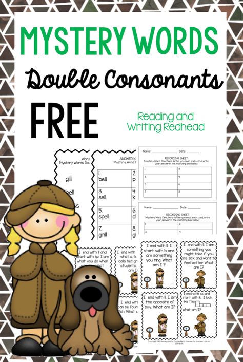 Spelling and Phonics Mystery Word Freebie   Could your students use some phonics and spelling practice? Grab this free activity for double consonants! Mystery words are engaging activities that include phonics and spelling practice without the worksheets! This freebie includes eight cards so its perfect for small groups or a 10-15 minute reading center or literacy center. Its great for first grade ... Read More about Spelling and Phonics Mystery Word Freebie  The post Spelling and Phonics Myster Double Consonants, Mystery Word, Spelling Practice, Phonics Practice, Classroom Freebies, Literacy Lessons, Spelling Activities, 2nd Grade Reading, Reading Centers