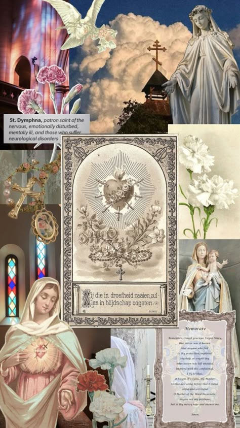 Collage Mainly focused on the Virgin Mary + one small detail of the Saint Dymphna Saint Dymphna, St Dymphna, The Virgin Mary, The Saint, Mother Mary, Small Detail, Virgin Mary, Spirituality, Collage