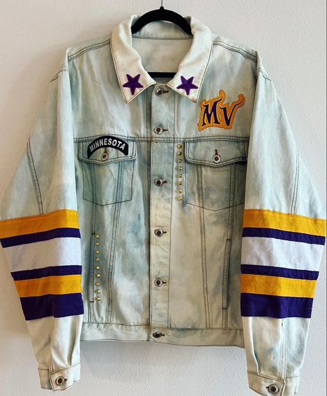 Denim Jacket Diy Upcycling, Football Jean Jacket, Denim Furniture, Custom Jeans Diy, Custom Jean, Custom Jean Jacket, Patch Ideas, Diy Denim Jacket, Sports Mom Shirts