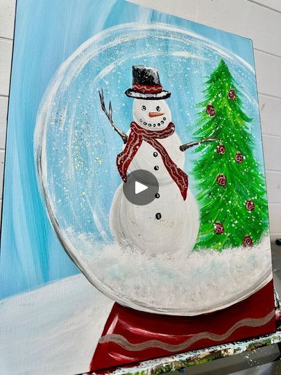 Snow Globe Painting | Here is a step by step beginner snow globe painting tutorial!🎨☃️ #beginnerfriendly #tutorials #acrylicpainting #snowman #snowglobe #howto Suggested... | By Emily Seilhamer Art | Facebook Snowglobe Painting, Snow Globe Painting, Kids Paint Night, Globe Painting, Watercolor Beginner, Painting Snow, Acrylic Painting For Beginners, Paint And Sip, Acrylic Oil Painting