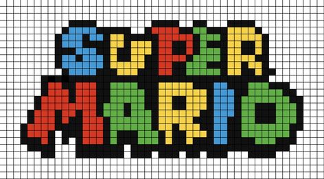 A pixel art template of the Super Mario logo. Video Game Perler Bead Patterns, Super Mario Logo, Pixel Art Mario, Mario Logo, Sonic Exe, Pixel Beads, Art 2024, Craft Beads, Beads Designs