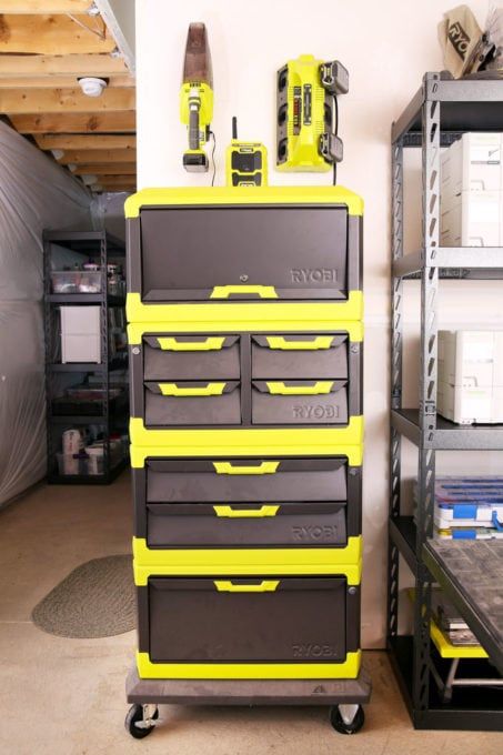 Ryobi Power Tools The Home Depot, Ryobi Tool Organization, Rolling Tool Storage, Garage Power Tool Storage, Ikea Tool Storage, Ryobi Link Storage, Ryobi Garage Organization, Ryobi Link Storage Ideas, Ryobi Link Ideas