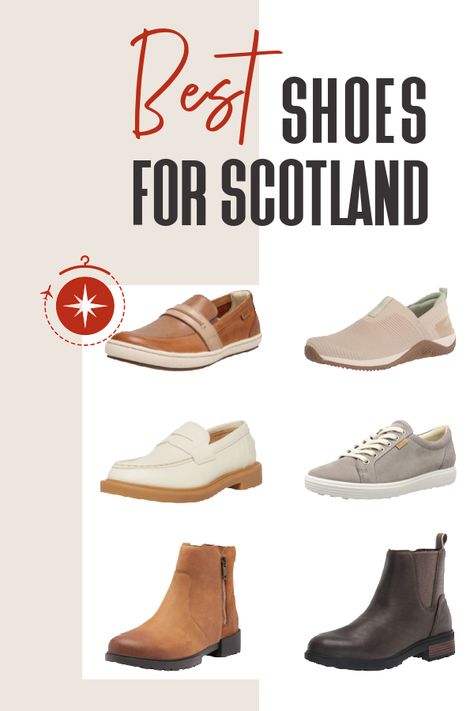 What To Pack For Scotland In Spring, Shoes For Scotland Travel, Waterproof Shoes Womens Travel, Best Shoes For Europe Travel, Scotland Travel Outfits Summer, Scotland Fashion Summer, Scotland Fashion Woman, Scotland Outfit Spring, Scotland Outfit Summer