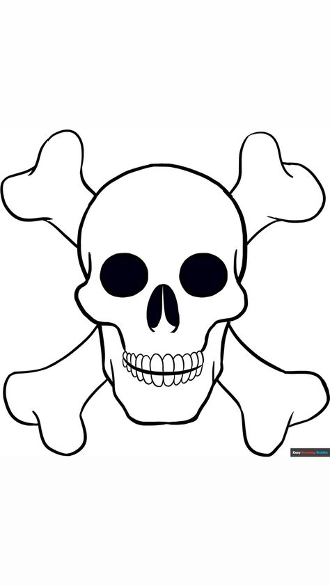 How To Draw A Skull And Crossbones Easy, Skeleton Easy Drawing, Drawing Ideas Skull, Skeleton Head Drawing, Puppy Drawing Easy, Draw A Skull, Easy Skull Drawings, Wall Drawing Ideas, Skull Drawings