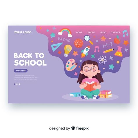 Illustration Landing Page, School Landing Page, Up Carl Y Ellie, Back To School Banner, Best Landing Pages, School Banner, Web Layout, Website Inspiration, Powerpoint Design