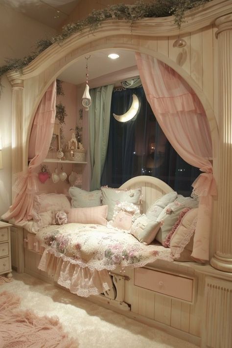 Pink Teen Bedroom, Kawaii House, Princess Bedrooms, Victorian Room, Dream Bedroom Inspiration, Room Redesign, Dekorasi Kamar Tidur, Dream House Rooms, Dreamy Room