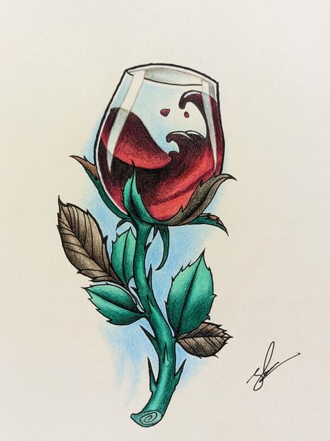 Roses With Vines Drawing, Roses Art Drawing, Unique Rose Drawing, Rose Colored Glasses Art, Rose Marker Drawing, Crystal Rose Drawing, Dangerous Flower Drawing, Abstract Rose Drawing, Sketch Color Drawings