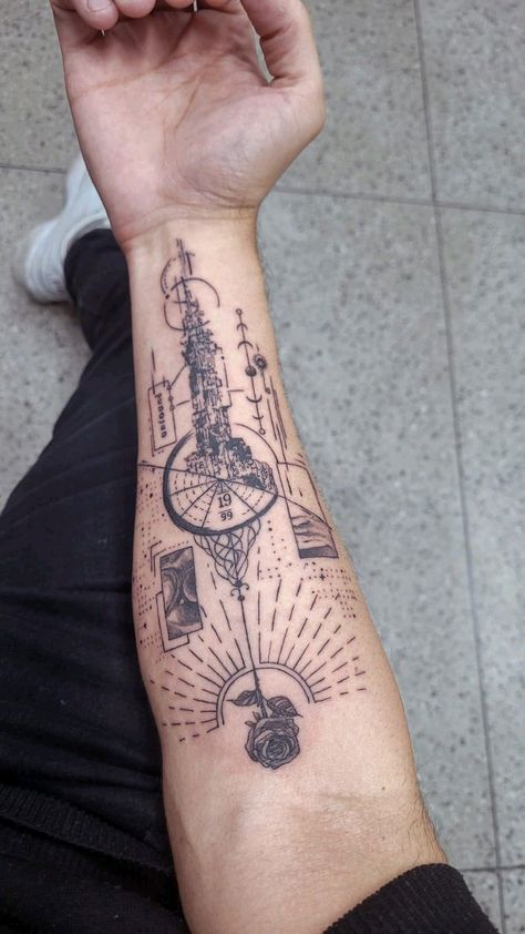 The Dark Tower Tattoo, The Tower Tattoo, Watchtower Tattoo, Clock Tower Tattoo, The Dark Tower Art, Dark Tower Tattoo, Stephen King Tattoos, Dark Tower Art, Tower Tattoo