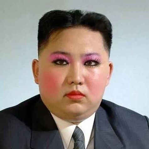 Kim Jun Un with makeup OR Richard Nixon with the Gucci Mane ice cream face tattoo? Pink