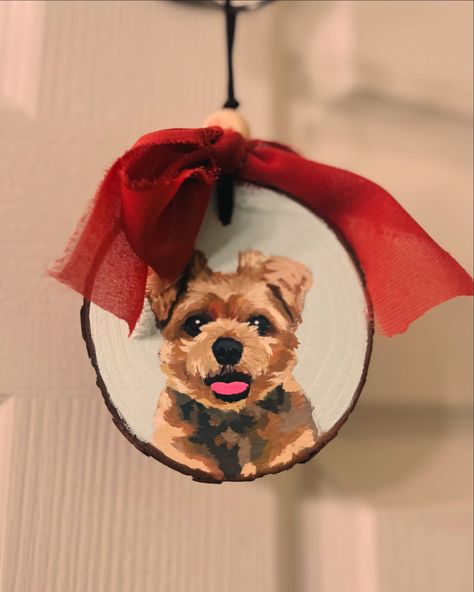 Custom Pet Portrait Ornament 🪵 🐶 🎨 🎃 3.5”x3.5” round wood ornament 🎨 Acrylic color Hand painted 🎨 My baby Ottu @ottu0216 🌈 #custompetportrait #petportrait #kaaekannoart #ornaments #dog Painted Dog Ornaments, Diy Pet Ornaments, Dog Ornaments Christmas, Portrait Ornaments, Pet Ornaments, Paint Your Pet, Diy Shop, Diy Ornaments, Dog Christmas Ornaments