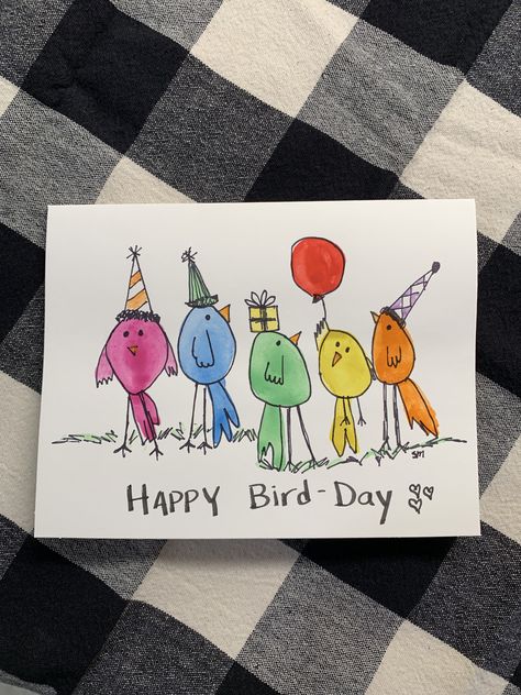 Cute Animal Birthday Cards Diy, Happy Birthday Bird, Bird Birthday Cards, Birds Singing Happy Birthday, Bird Birthday Cards Handmade, Happy Bird Day Card, Bird Valentines Day Cards, Happy Bird Day, Pastel Iphone Wallpaper