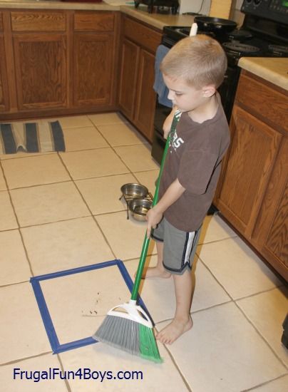 Use masking tape to make an area for kids to sweep their "pile" into Sweeping The Floor, Christian Activities, Sensory Diet, Sweep The Floor, Parents As Teachers, Master Plan, Therapy Activities, What I Want, The Floor