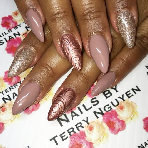 Chrome gel nails                                                       … Pink And Gold Chrome Nails, Chrome Sweater Nails, Rose Gold Valentines Day Nails, Rose Gold Crome Nails Design, Rose Gold Chrome Nails Short, Blush Nails With Silver Chrome, Pastal Nails, Chrome Nail Art Rose Gold, Fall Chrome Nails Designs