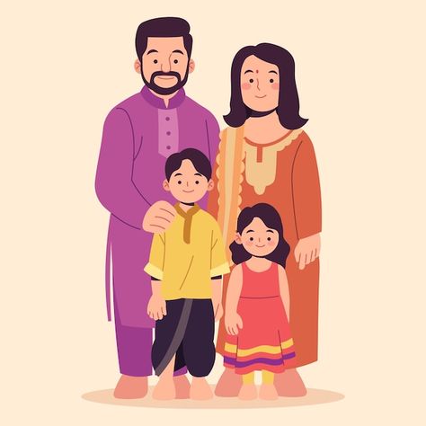 Indian Family Drawing, Indian Family Illustration, Dad Drawing, Indian Illustration, Indian Family, Future Vision, Lovely Pictures, Pen Art Drawings, Family Drawing