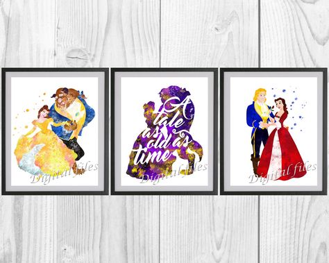 Cinderella Room Decor, Princess Nursery Ideas, Beauty And The Beast Nursery, Cinderella Room, Beauty And The Beast Bedroom, Beauty And The Beast Disney, Room Watercolor, Tiana Disney, The Beast Disney