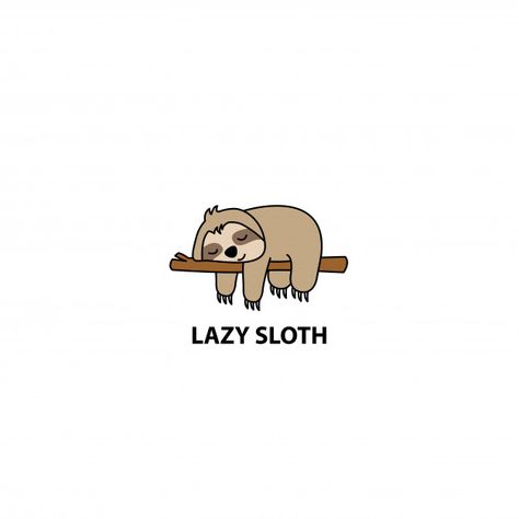 Lazy sloth sleeping on a branch cartoon Premium Vector | Premium Vector #Freepik #vector #background #logo #baby #icon Lazy Tattoo, Sloth Drawing Cute, Simple Sloth Tattoo, Cute Sloth Tatoos, Sloth Logo, Sloth Pictures Cartoon, Sleeping Sloth Drawing, Sloth Graphic, Sloth Cartoon