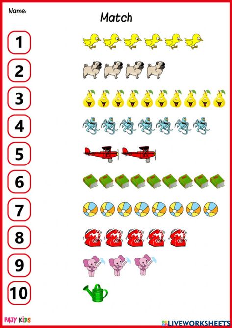 Counting 1-10 Activities, Count And Match Worksheets 1 To 10, Counting 1-10, Counting 1 To 10, Fun Worksheets For Kids, Counting For Kids, Almond Acrylic, Bunny Cartoon, Counting Worksheets