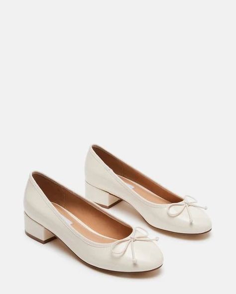 CHERISH BONE PATENT Ballet Flat Heels, Timeless Heels, Cute Dress Shoes, Womens Formal Shoes, Low Block Heel Pumps, Low Pumps, Shoes Fancy, Small Heels, Hak Tinggi