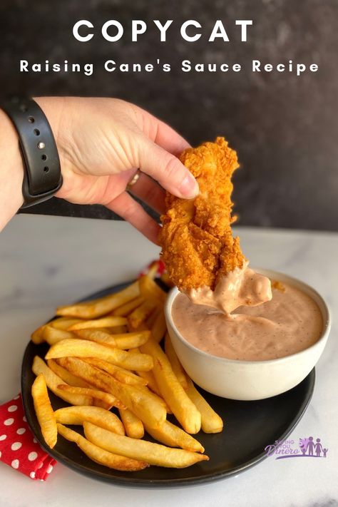 Copycat Raising Cane's Sauce Recipe - With common ingredients and delicious flavor, this Cane's Sauce recipe will be the only dipping sauce your family will ask for when eating chicken and fries. Chicken Tender Sauces, Copycat Canes Chicken Tenders, Chicken Tenders Sauce, Canes Chicken Tenders Recipe, Chicken Tender Sauce, Raising Canes Sauce Recipe, Canes Sauce Recipe, Raising Cane Sauce Recipe, Canes Sauce