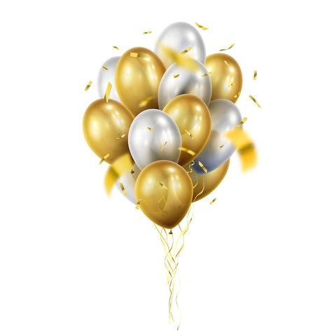 3d Balloon, Independence Day Background, Confetti Background, Black And White Ribbon, Silver Balloon, Background Hd Wallpaper, Ribbon Banner, Balloon Party, Gold Waves