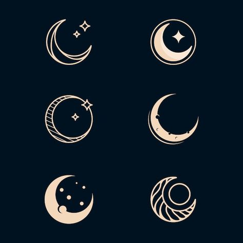 Moon Motif Design, Luna Logo Design, Lunar Symbols, Moon Logo Ideas, Sun Moon Logo, Night Symbol, Moon Graphic Design, Logo Lune, Eclipse Logo