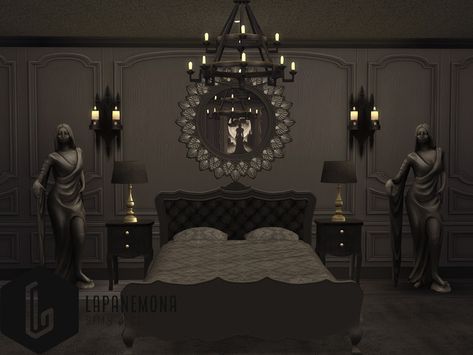 The Sims Resource - Very goth bedroom set Sims 4 Goth House Interior, Victorian Gothic Sims 4 Cc, Sims 4 Goth Cc Decor, Sims 4 Cc Dark Furniture, Sims 4 Goth Bedroom Cc, Sims 4 Goth Wallpaper, Sims 4 Goth Furniture Cc, Goth Sims 4 Cc Furniture, Sims 4 Vampire Cc Furniture