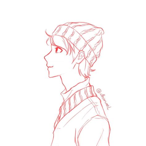 Beanie Side Profile, Boy With Beanie Drawing, Sketch Ideas Boy, Boy Side Profile Drawing, Beanie Sketch, Beanie Drawing References, Boy Side Profile, Boys In Beanies, Sketch Of Boy