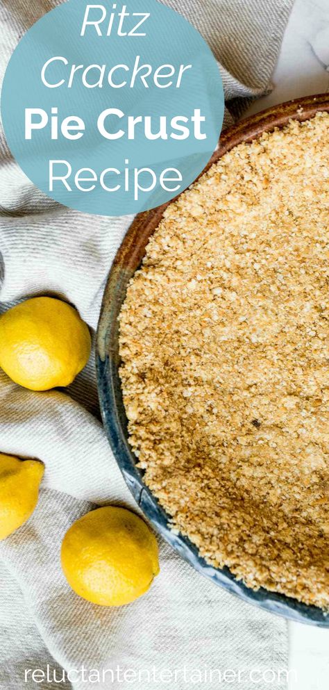 Here’s a simple 9-inch pie crust recipe! Use Ritz crackers instead of graham crackers for a Ritz Cracker Pie Crust Recipe. Fill with your favorite filing! 9 Inch Pie Crust Recipe, Ritz Cracker Pie Crust Recipe, Ritz Cracker Pie, Diy Pie Crust, Ritz Cracker Dessert, Cracker Pie Crust, Lemon Sour Cream Pie, Ritz Cracker Recipes, Cracker Pie