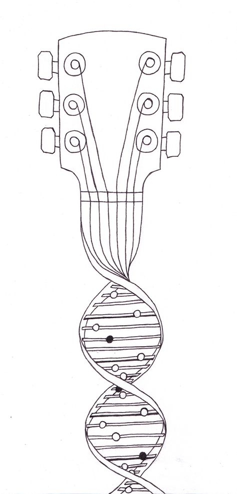 Dna_chords_sketch_ Science Bedroom, Dna Music, Dna Activities, Dna Drawing, Dna Facts, Brothers Tattoo, Dna Art, Dna Tattoo, Rosalind Franklin