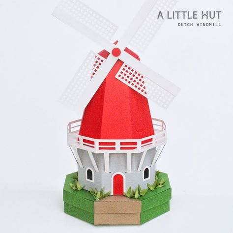 A Little Hut - Patricia Zapata: a little dutch and a little floral Fashion Origami, Easter Packaging, Paper Models House, Lighthouse Gifts, Paper Folding Art, Dutch Windmill, Lantern Designs, Box File, Paper Quilt